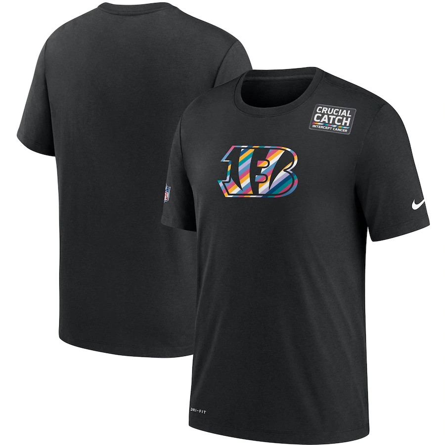 Men's Cincinnati Bengals Black NFL 2020 Sideline Crucial Catch Performance T-Shirt